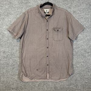 Vissla Shirt‎ Mens XL Gray Geometric Short Sleeve Button Up Hawaiian Casual